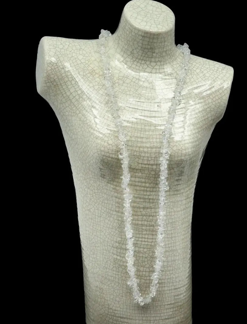 Qty 1 - Crystal Quartz / 32" 'Endless' Chip Necklace