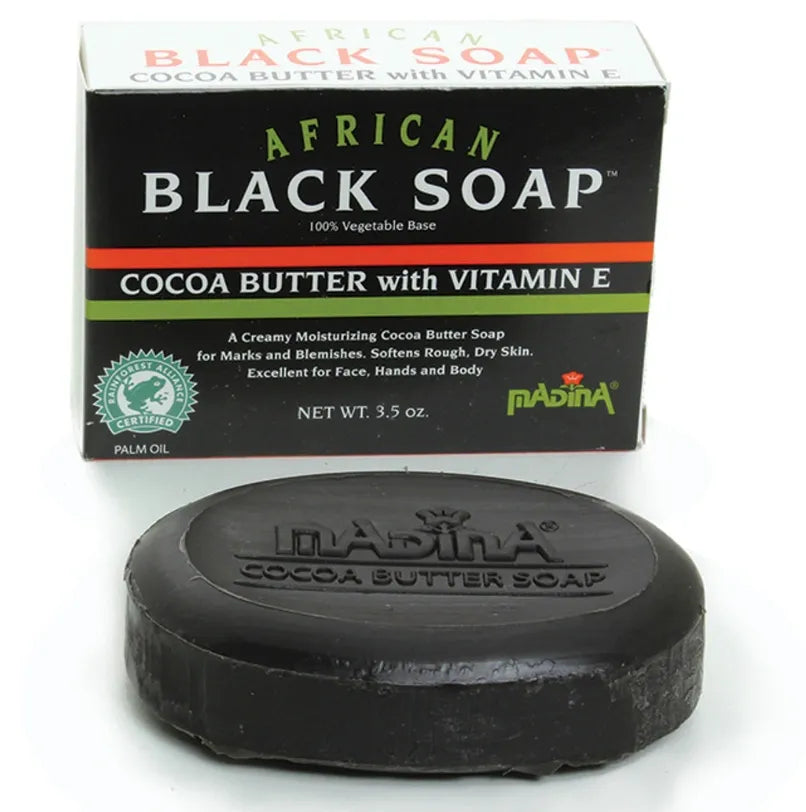 Madina: African Cocoa Butter Black Soap - 3½ oz.