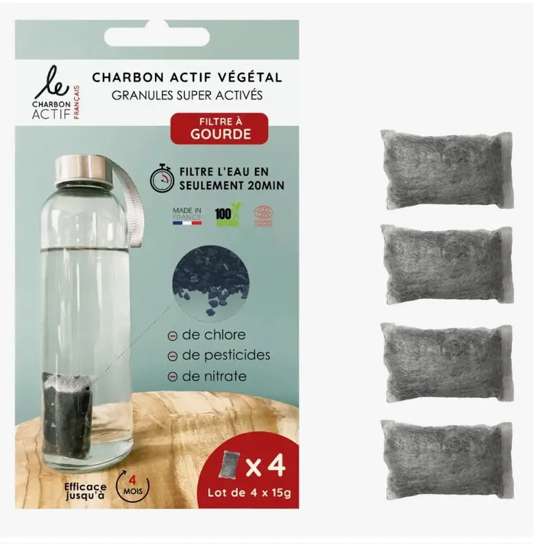 Set of 4 100% Natural Super Activated Carbon Flask Filters