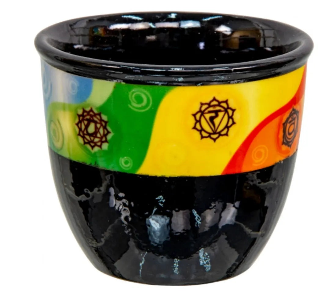 Small Ceramic Smudge Pot - Chakras