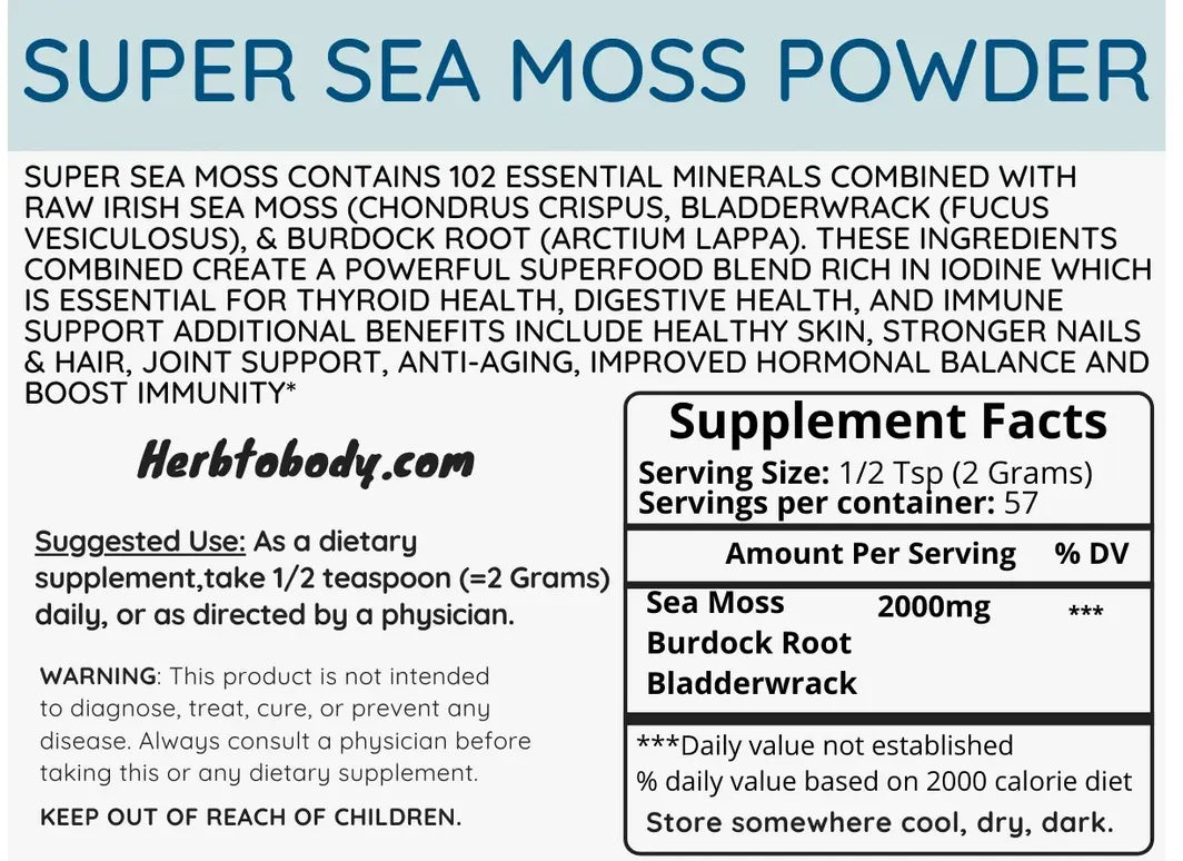 Super Sea Moss Powder 4oz - Wholesale