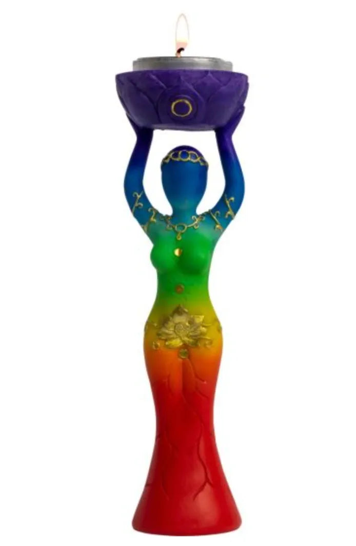 Polyresin T-Light Holder Chakras Goddess